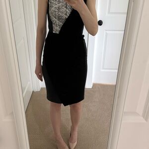 Karen Millen Black and White One Shoulder Sheath Dress